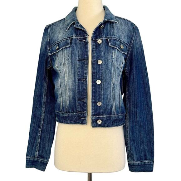 DEF LEPPARD Hysteria 1980s Punk Rock Band Upcycled Denim Jean Jacket Size M/L - Picture 2 of 15